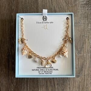 NEW House of Harlow 1960 Natural Shell & Glass Pearl Necklace